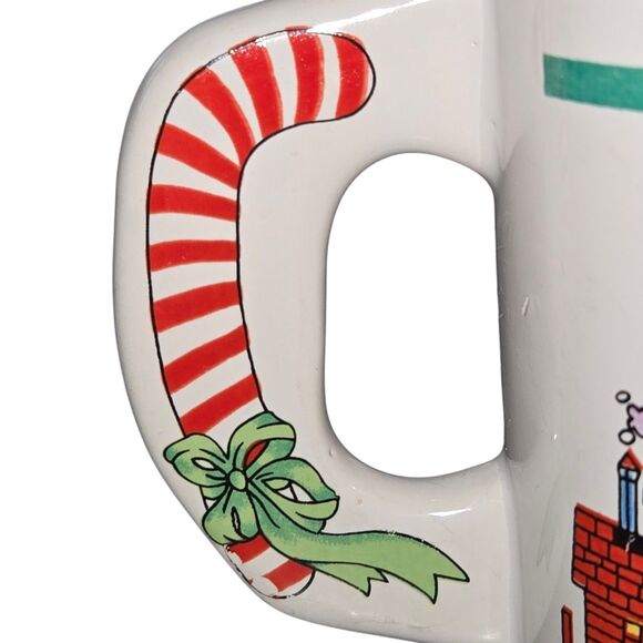 Vintage Unbranded Ceramic Christmas Train With Candy Cane Handle Coffee Cup Mug - Picture 7 of 13